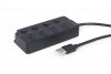 HUB 4-portowy USB 2.0 z przełącznikami, czarny